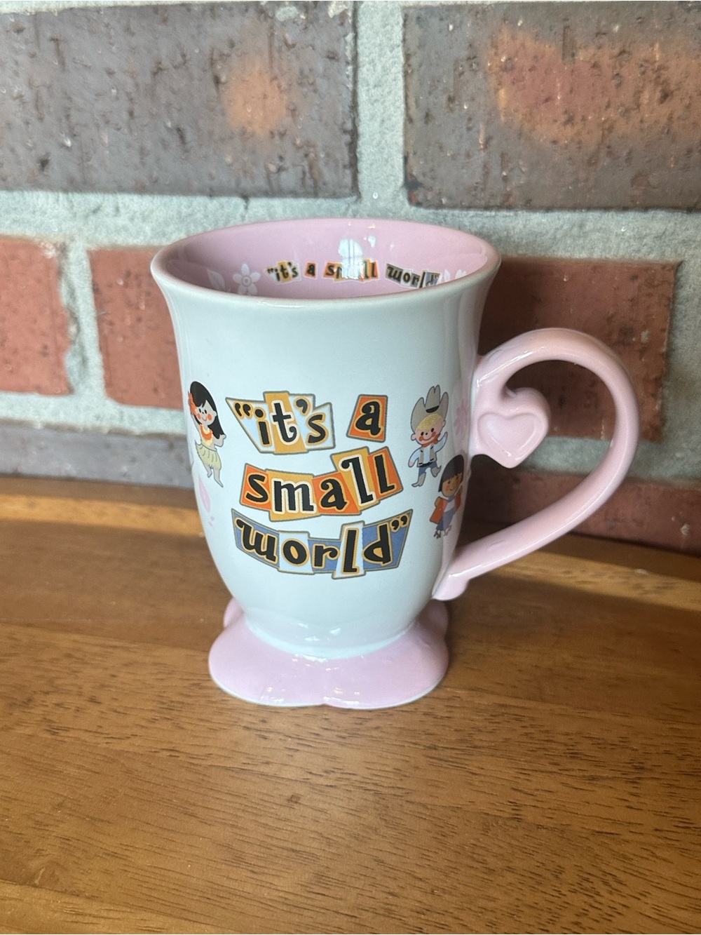 NEW Disney Parks It's A Small World Attraction White and Pink Tea Cup Mug